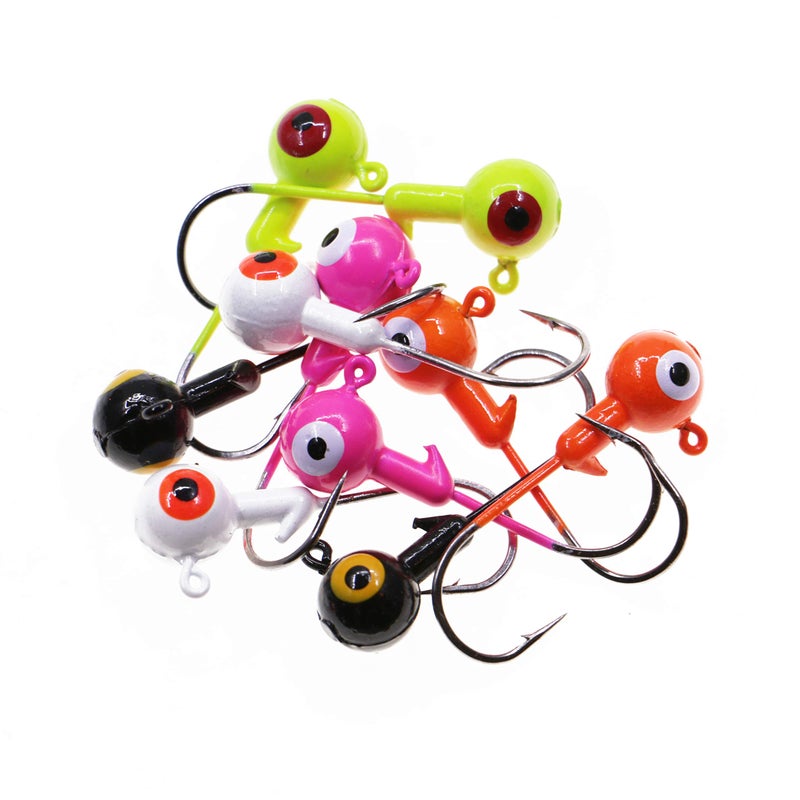 Temorah Fishing Lures Jig Heads,Ball Heads 1/32oz-1/2oz,Sharp Fishing Hooks for Freshwater or Saltwater (Assorted, 1/32OZ 50PCS) - Image 1